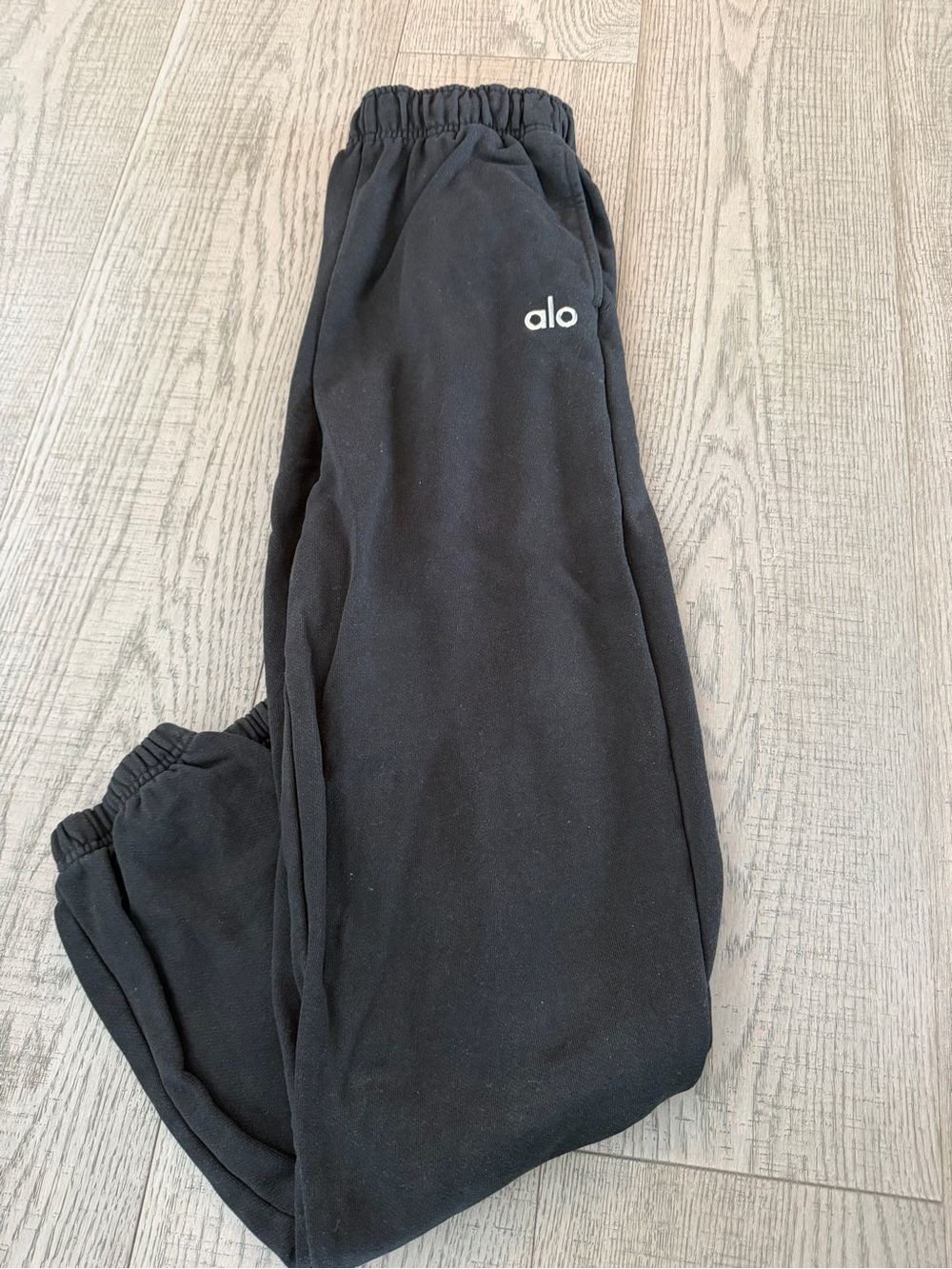 ALO Yoga Black Kids Joggers with White Logo